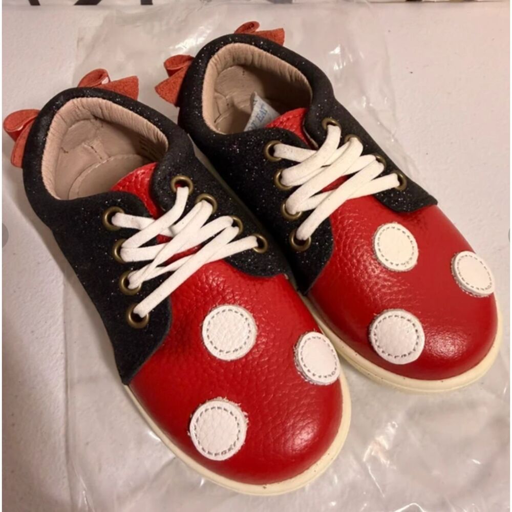 New Monkey Feet Black Red White Polka Dot Shoes 18-24m/9c Girls 5017
